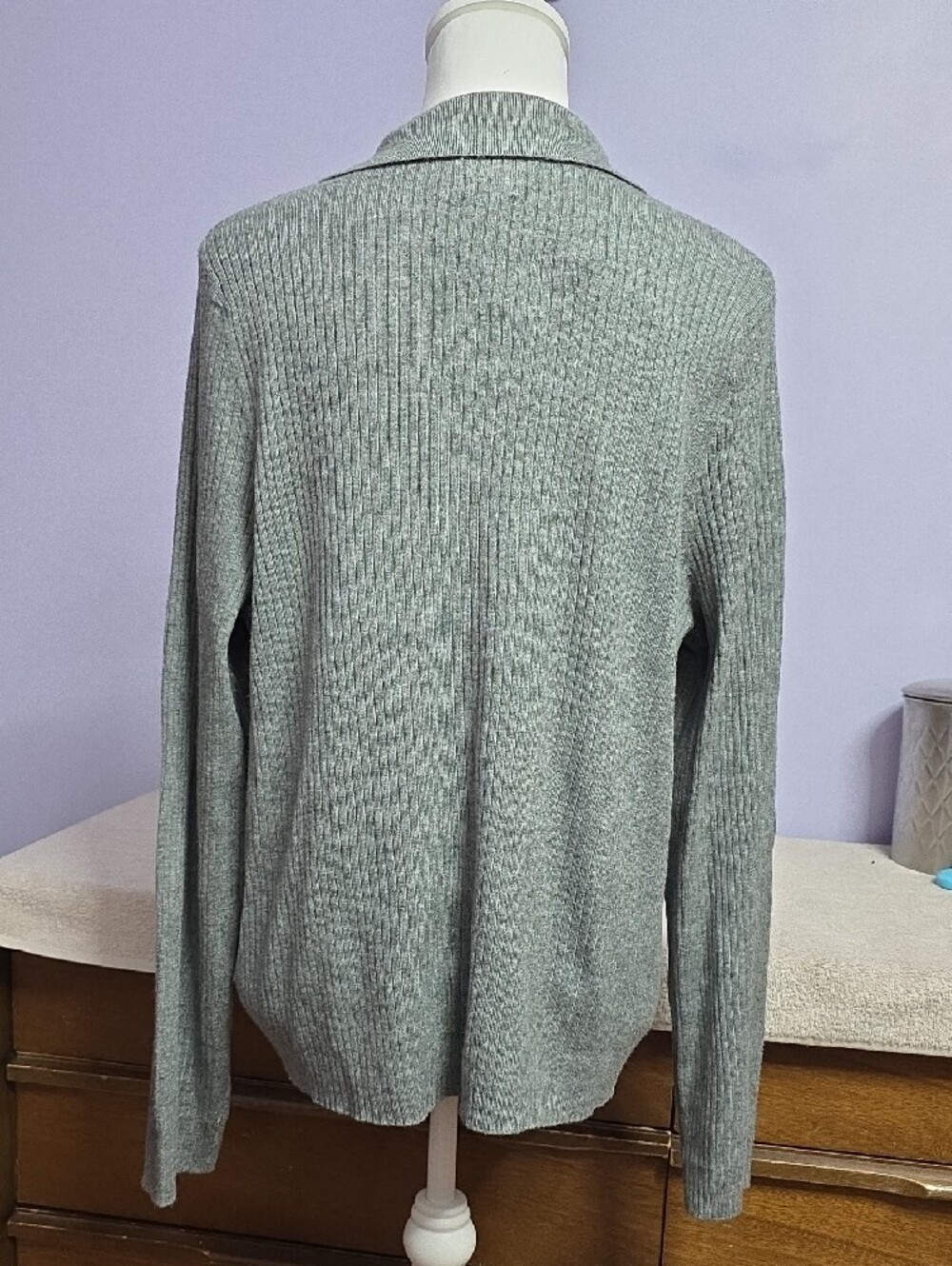 a new day Grey Ribbed Button-Front Collared Cardigan - Picture 2 of 4